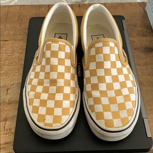 Vans yellow checkered shoes- women’s size 7